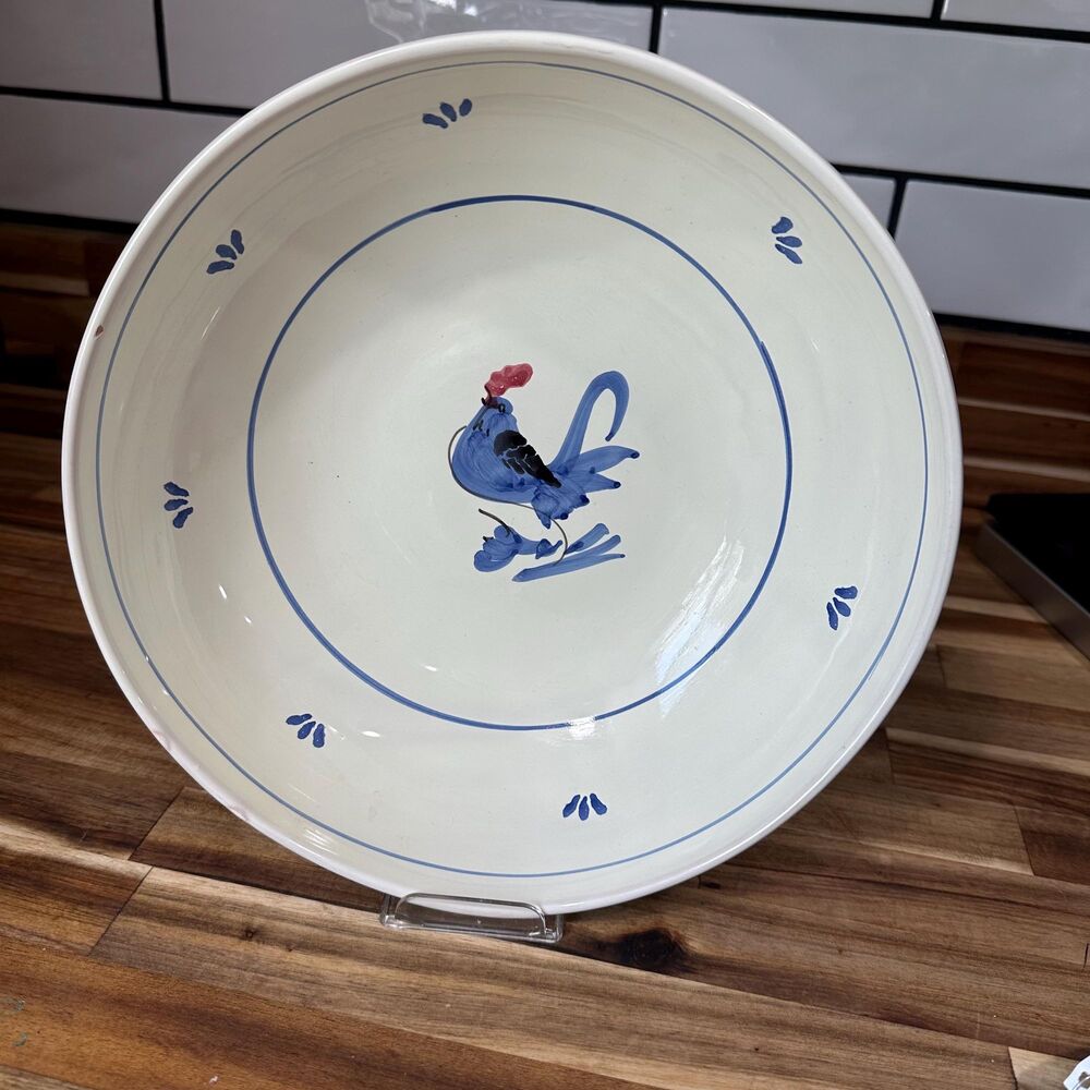 Vtg PATRONELLI ORONZO GROTTAGLIE Rooster Pasta Bowl Handpainted Italy - Read